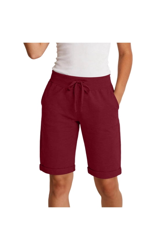 Women's Bermuda Shorts Summer Jersey Shorts with Pockets Yoga Walking Athletic Long Shorts for Women Knee Length