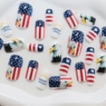 thumbnail image 6 of July 4 Independence Day Medium Square Patriotic Acrylic Press On Nails, US Flag Bald Eagle Fake Nails, 24 Pcs Reusable False Nails Set for Memorial Day Holiday Manicure with Jelly Glue Nail File, 6 of 9