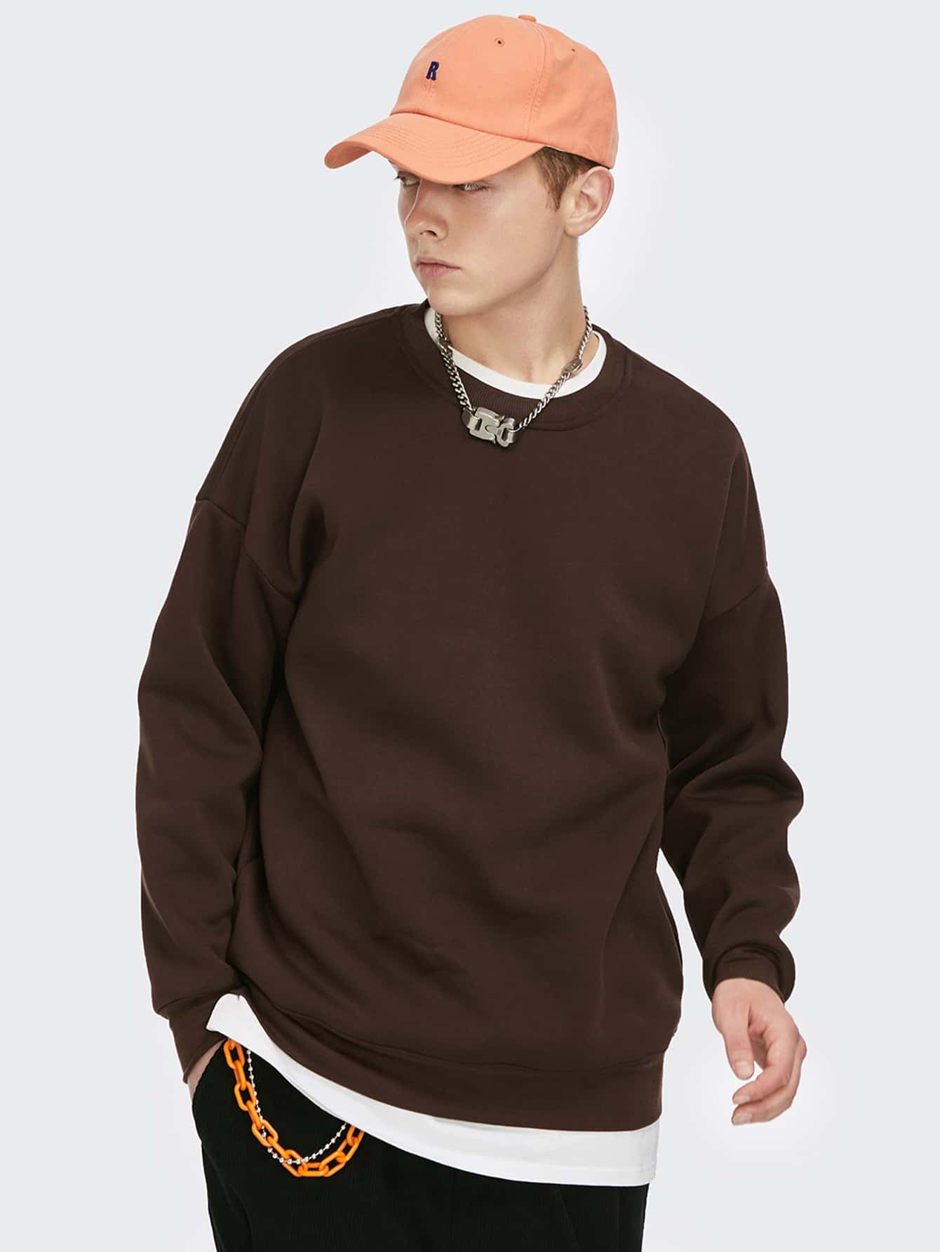 Men Drop Shoulder Solid Sweatshirt 