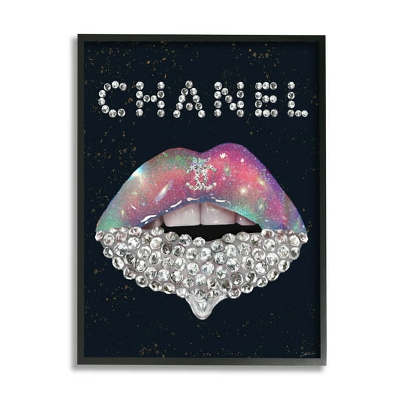 Stupell Industries Fashion Brand Glam Lips Beauty & Fashion Painting Black Framed Art Print Wall Art, 11 x 14