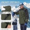 thumbnail image 3 of TACVASEN Men's Winter Waterproof Ski Jackets with Hooded Windproof Fleece Warm Snow Coat with Multi-Pockets For Hiking and Snowboarding ,Army Green,S, 3 of 7