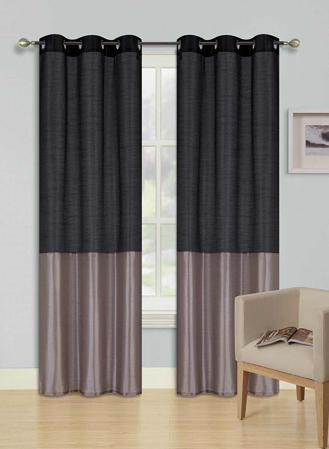 EID ORANGE WHITE Insulated Lined Blackout Grommet Window Curtain Panel PAIR 
