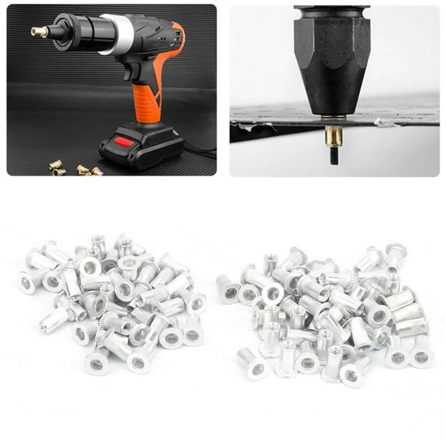 100Pcs Pull Riveting Nuts Aluminum Flat Head Vertical Hardware Accessories WJ 30045 for Assembly Manufacturing Scene