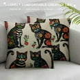 thumbnail image 3 of COMIO  Cat Pillow Case Sugar Skull Black Kitten Mexican Day of The Dead Flower Paisley Heart Throw Pillow Cover Decorative Square Cushion Canvas for Women Men Sofa Bed, 3 of 5