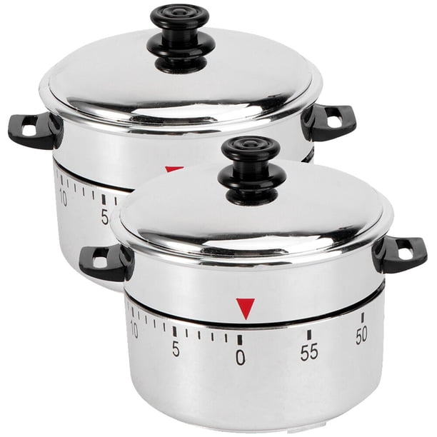 Temporizador de cocina con forma de cocina, temporizador mecánico Manual de acero inoxidable, cuenta atrás, 2 uds.