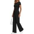 thumbnail image 3 of Sundazz 2 Piece Sets for Women Summer Lounge Set Ruched Top and Wide Leg Pants Matching Set Fashion Vacation Travel Outfits Clothes,Black,XS, 3 of 8