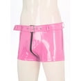 Doomiva Men's Latex Shorts Wetlook Zipper Pouch Boxer Briefs Adjustable