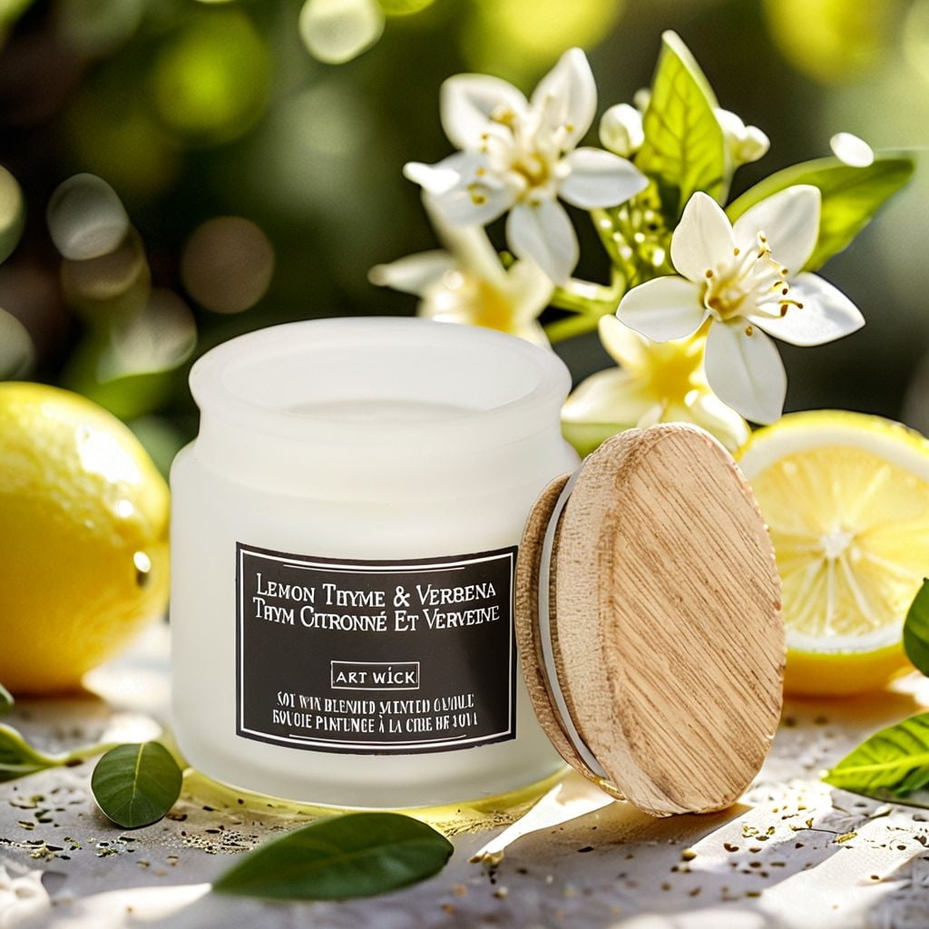 Art Wick 2.4OZ Lemon Thyme & Verbena Soy Wax Blended Scented Candle,1 cotton wick