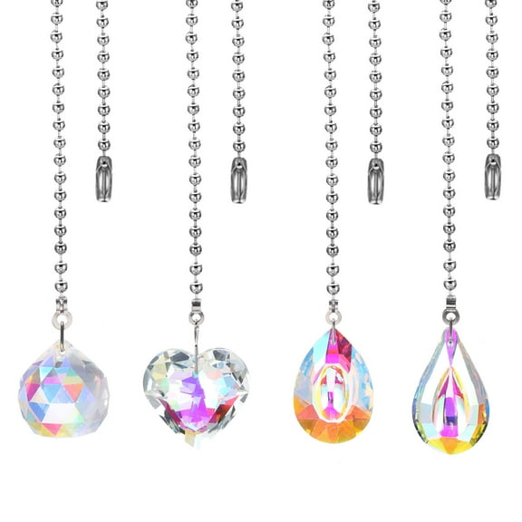 Ceiling Fan Pull Chain, 4 Pack 20" Diamond Pendant Chain Extender, AB Color
