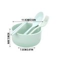 thumbnail image 3 of Honeeladyy 4Pcs Wheat Straw Dinnerware Sets Lightweight Bowl Reusable Dinner Microwave Dishwasher Safe Portable Spoon Chopsticks Fork Dinnerware for Home School Office Picnic Travel, Green, 3 of 5