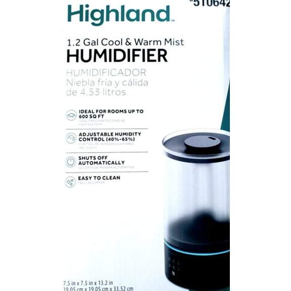 Highland 1.2Gal Tabletop Cool/Warm Mist Humidifier