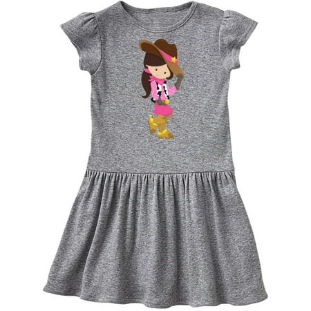 

Inktastic Cowboy Girl Girl With Cowboy Hat Brown Hair Gift Toddler Girl Dress