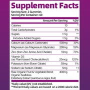 (2 Pack)Mulittea Calcium Magnesium Zinc Gummies - with Vitamin D3 & Sea Moss - Support Bone, Muscle & Immune Health - Mixed Berry - 120 Vegan Gummies