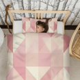 thumbnail image 3 of Red Pink Modern Art Geometric Duvet Cover and Pillowcase Set for Single Bedding, Bedroom Accessories for Kids Teens, 3 of 5
