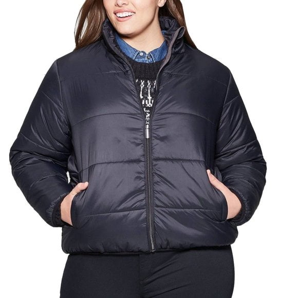 Universal Thread Women's Puffy Jacket, Black,2X