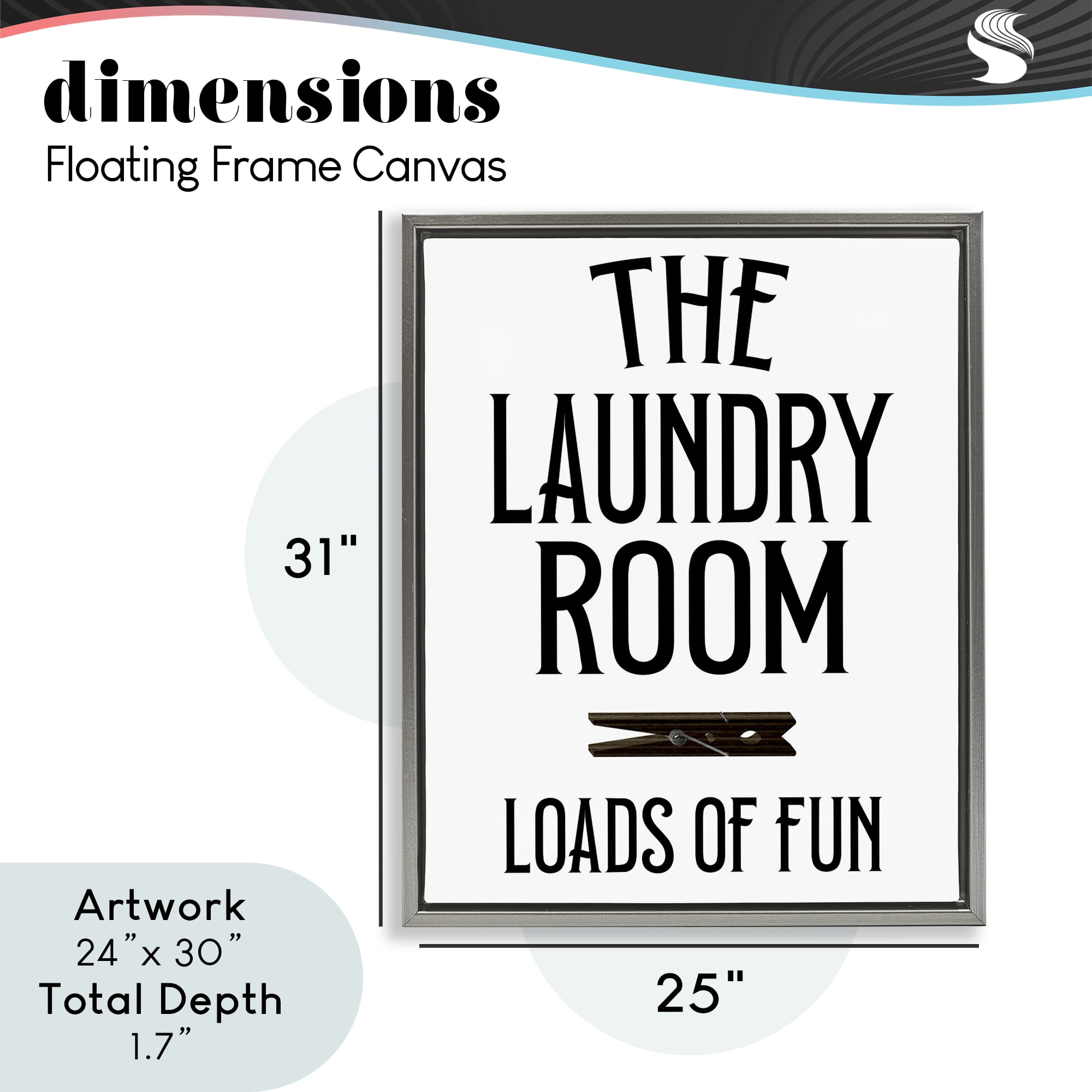 Loads Of Fun Clothespin Gray Framed Floater Canvas Wall Art, design by Kim Allen