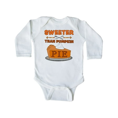 

Inktastic Thanksgiving Sweeter Than Pumpkin Pie Gift Baby Boy or Baby Girl Long Sleeve Bodysuit