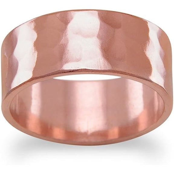 Solid copper ring with 8mm hammered band. Made in the USA!