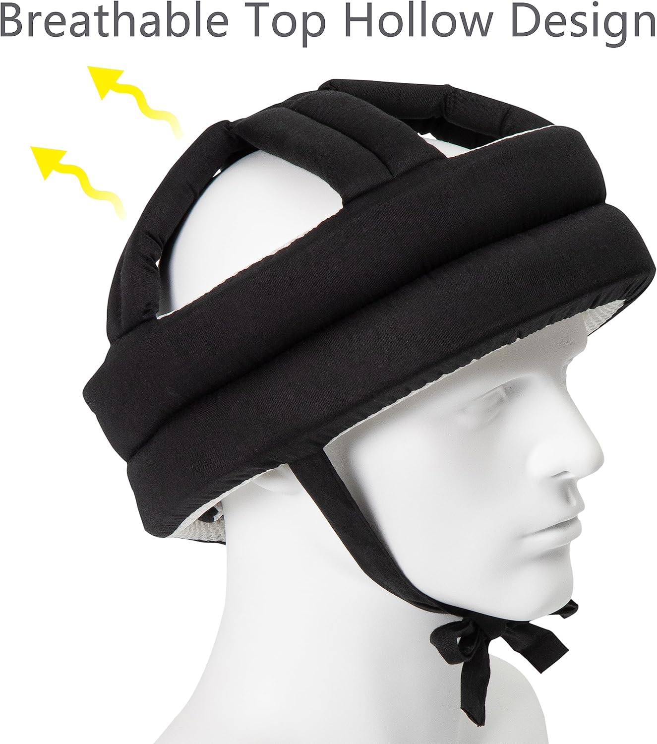 ABCISI Thick Soft Protective Helmet for Elderly, Adult Sizing,Seniors Head Protector Fall Protection Hat Cap,Elder Safety Products Protect Head Injury in Falls for Home Gardening Walking Dog,Black