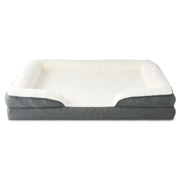 Vibrant Life Extra Large Orthopedic Bolster Dog Bed, Gray, 35" x 48"