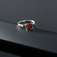 thumbnail image 5 of Gem Stone King 10K White Gold Red Garnet and Black Onyx 3 Stone Engagement Ring for Women (2.11 Cttw, Cushion 7MM, Gemstone January Birthstone, Size 8), 5 of 5