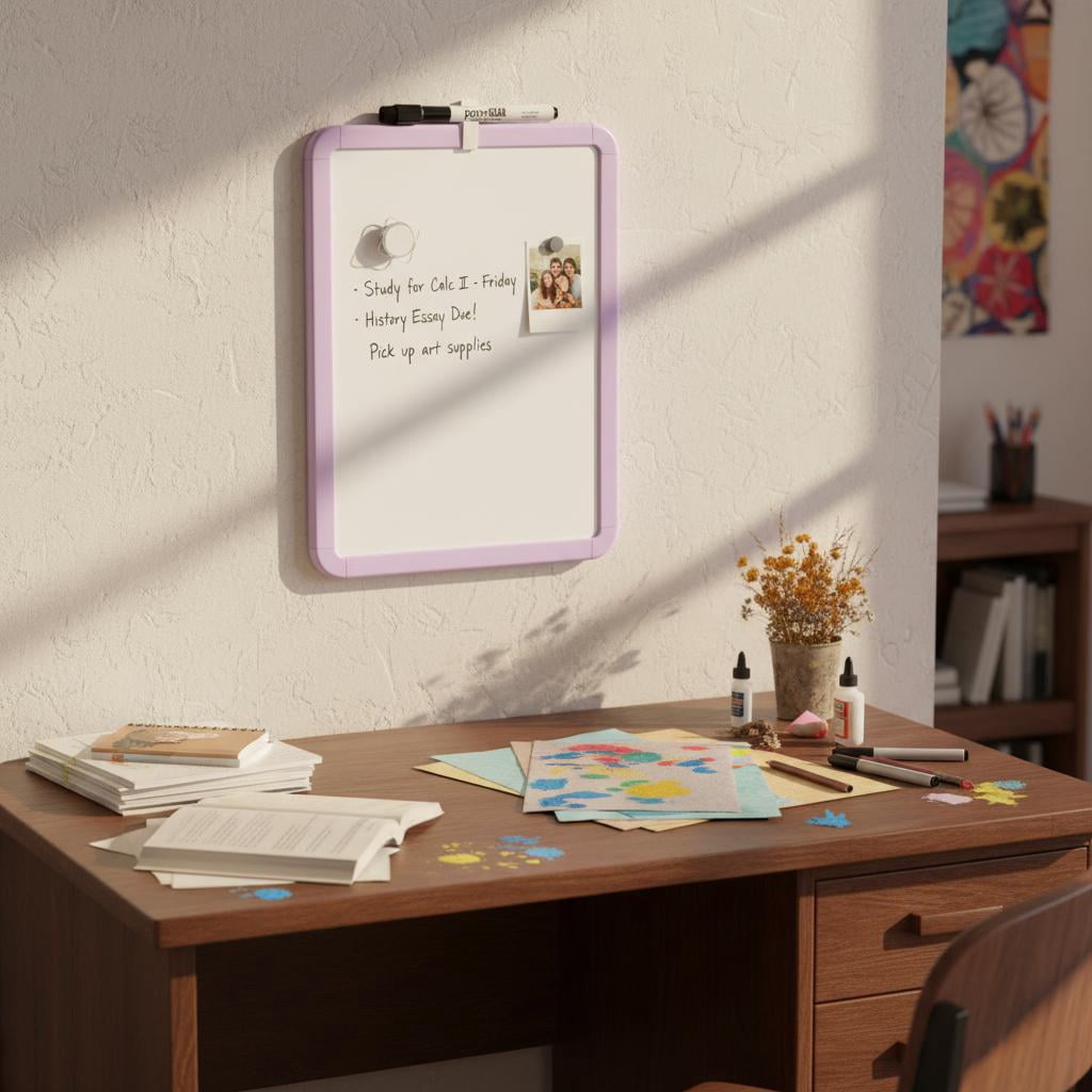 Pen+Gear Magnetic Dry Erase Board with Dry Erase Marker and Magnet, Lavender, 8.5" x 11"