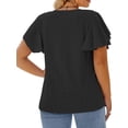 thumbnail image 3 of SWQZVT Shirts for Women Eyelet Embroidery Summer Tops Casual Plus Size Short Sleeve Crewneck T Shirts Loose Tunic Spring Blouses, 3 of 6