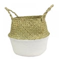 thumbnail image 4 of Forzero Seagrass Belly Basket - Foldable Woven Plant Basket with Handles for Toy Storage Laundry Picnic Flower Pot and Beach Bag Garden Home Decor(White Diameter 10.6"*Height 9.45"), 4 of 7
