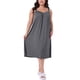 thumbnail image 2 of Noche de mujer plus size Agnes Orinda, vestido de dormir sin mangas con tirantes de espagueti, escote en V, plisado, midi, 1X gris, 2 of 6