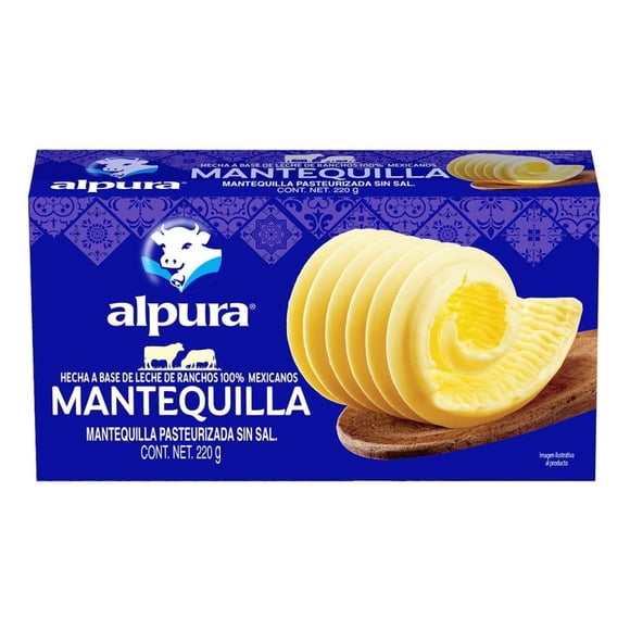 Mantequilla Alpura pasteurizada sin sal 220 g