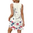 thumbnail image 5 of WTOBBY Women's Stylish Printed V-Neck Button Vest Sleeveless Dress with Pocket, Fashion Casual Floral Print for Summer, Comfortable and Lightweight for Outdoor Activities,Beige L, 5 of 5