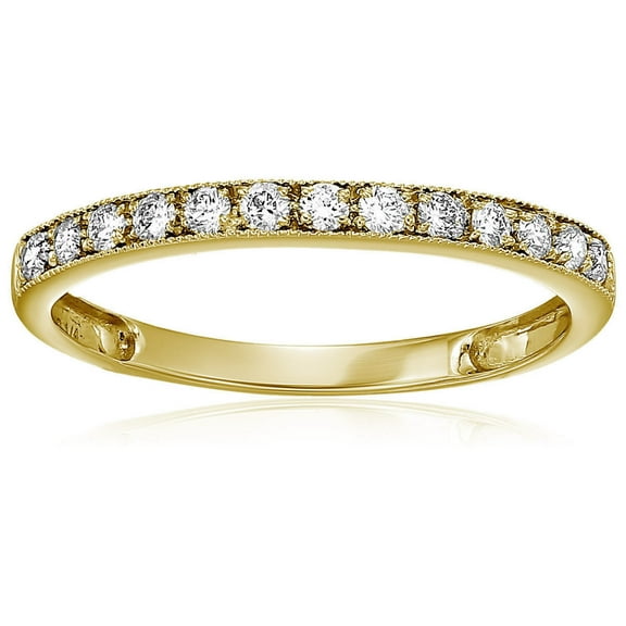 Vir Jewels 1/5 CTTW Milgrain Diamond Wedding Band 14K Yellow Gold Prong Set Round Size 5.5 Female Adult