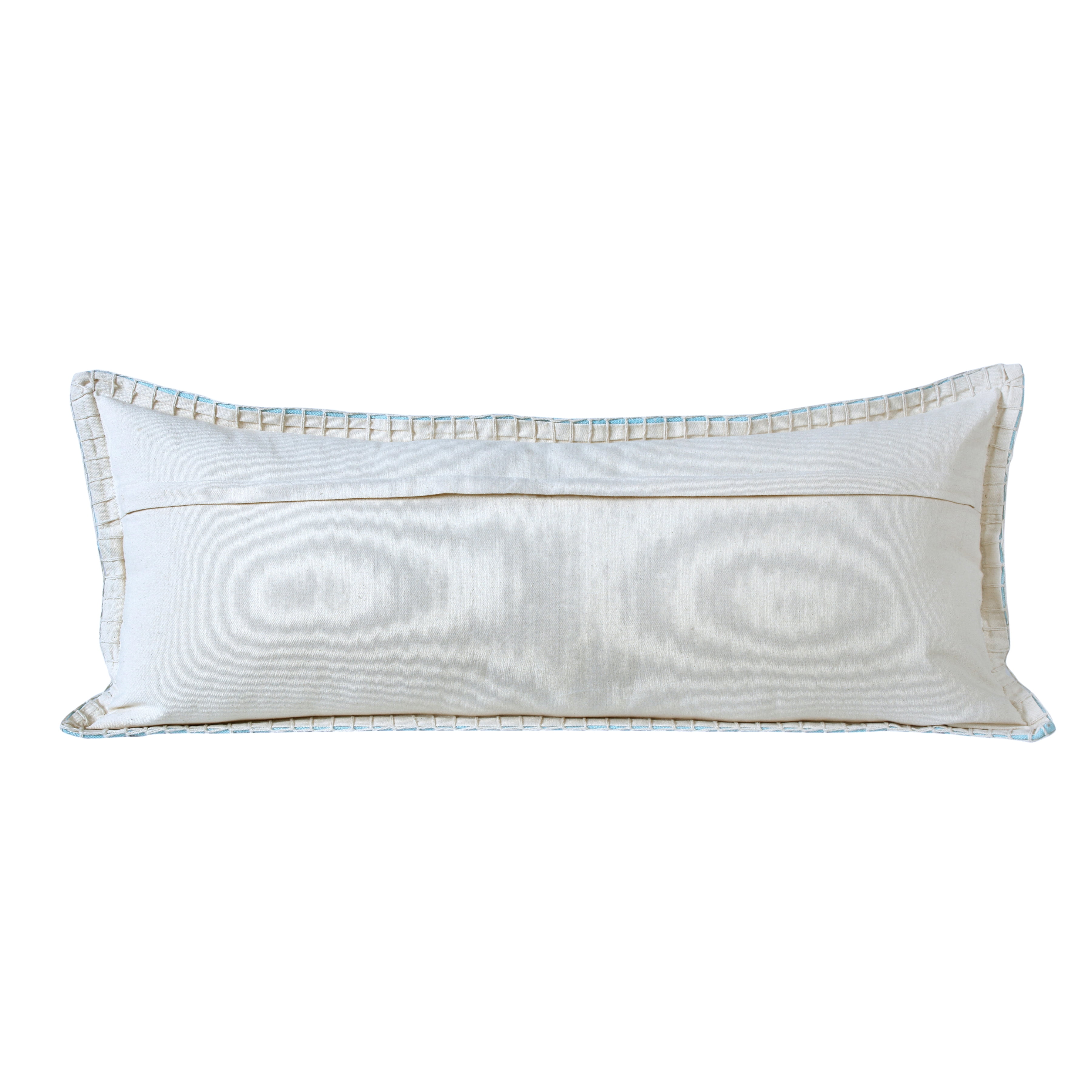 Ox Bay Wilma 14" x 36" Bright Blue Stitch Bordered Cotton Adult Decorative Throw Pillow Cover