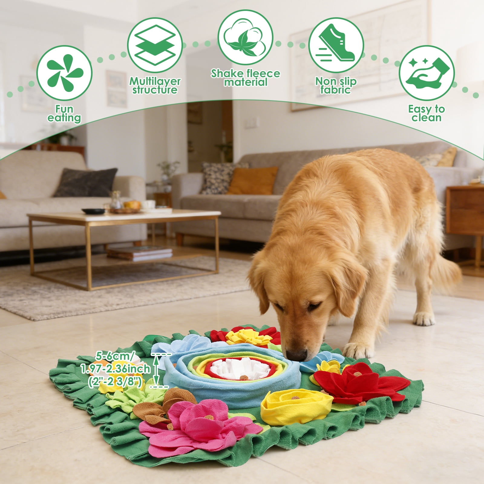 Snuffle Mat Interactive Dog Toy to Keep Them Busy | Puppy Puzzle Slow Feeder Treat | Dog Lick Mat Enhancement for Training and Stress Relief