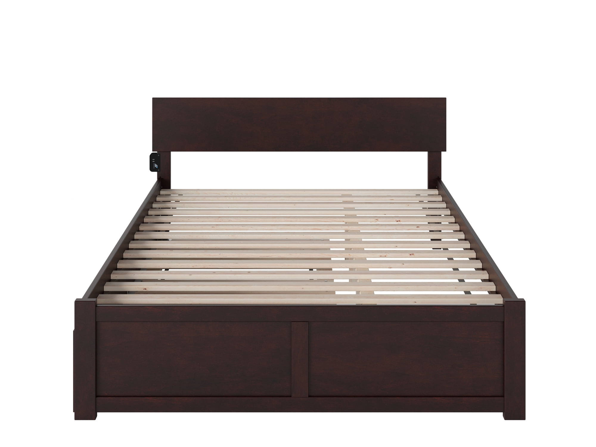 AFI Orlando King Solid Wood Platform Bed with Footboard and Twin-XL Trundle in Espresso