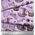 thumbnail image 2 of Soimoi Viscose Chiffon Fabric Burger,Cupcake & Cups Fabric Prints By Yard 42 Inch Wide, 2 of 3