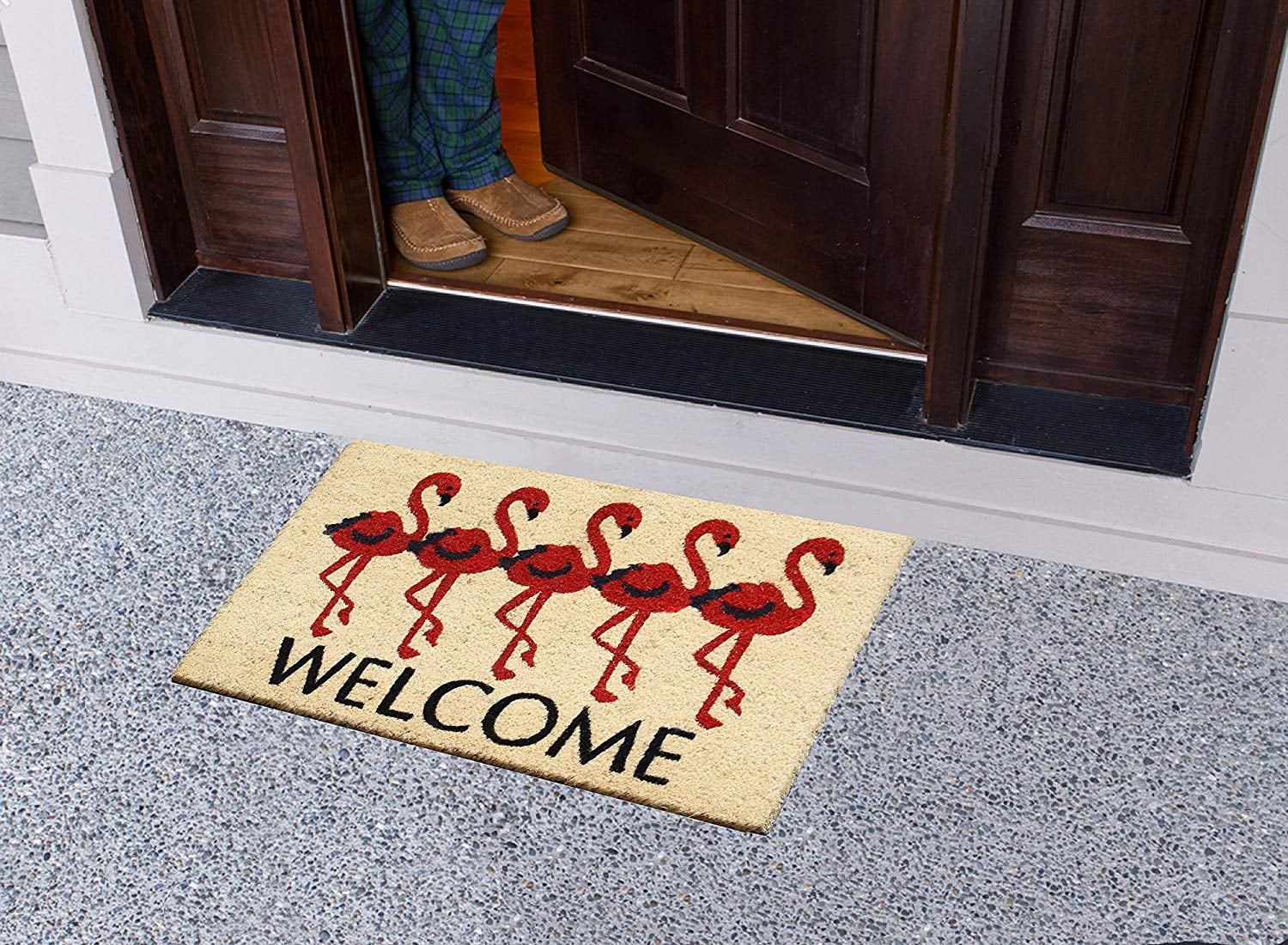 A1HC First Impression Flamingo Welcome Mat 18" X 30" Front Door Mats Entryway Doormat