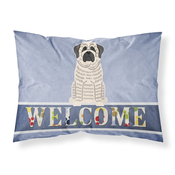 Carolines Treasures BB5597PILLOWCASE Mastiff Brindle White Welcome Fabric Standard Pillowcase Standard multicolor