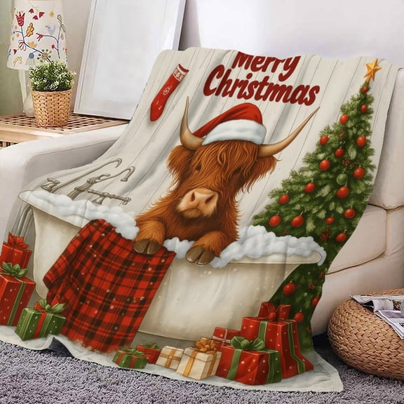 Christmas Throw Blanket,Soft Cozy Lightweight Polyester Fleece Christmas Blankets and Throws For Sofa Couch Bed, Warm Blankets for Winter, Warm Xmas Gift for Family,29.53x39.37 In