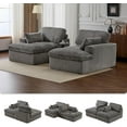 thumbnail image 3 of Corduroy Double Lounge Chaise Sofa Indoor, Oversized Upholstered Sleeper Cloud Couch, Sectional Deep Seat Loveseat for Living Room, No Assembly Required, Grey, 3 of 8