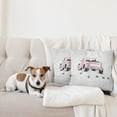 thumbnail image 4 of Ambesonne Love Throw Pillow Cover 2 Pack, Just Married Cartoon Car, 24", Pink White, 4 of 5