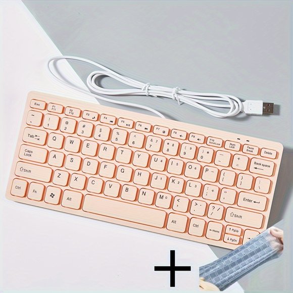 Equipped with keyboard film Ultra-Slim 78keys USB Mini Wired Keyboard with Media Hotkeys for Laptop Computers Windows Desktop PC 11/10/8/7 key layout