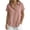 Pink, variant on hoksml Women's Cotton Linen Collared Shirt, Short Sleeve Pull-On Button-Down Blouse, Loose Fit Casual Daily Office Wear Top