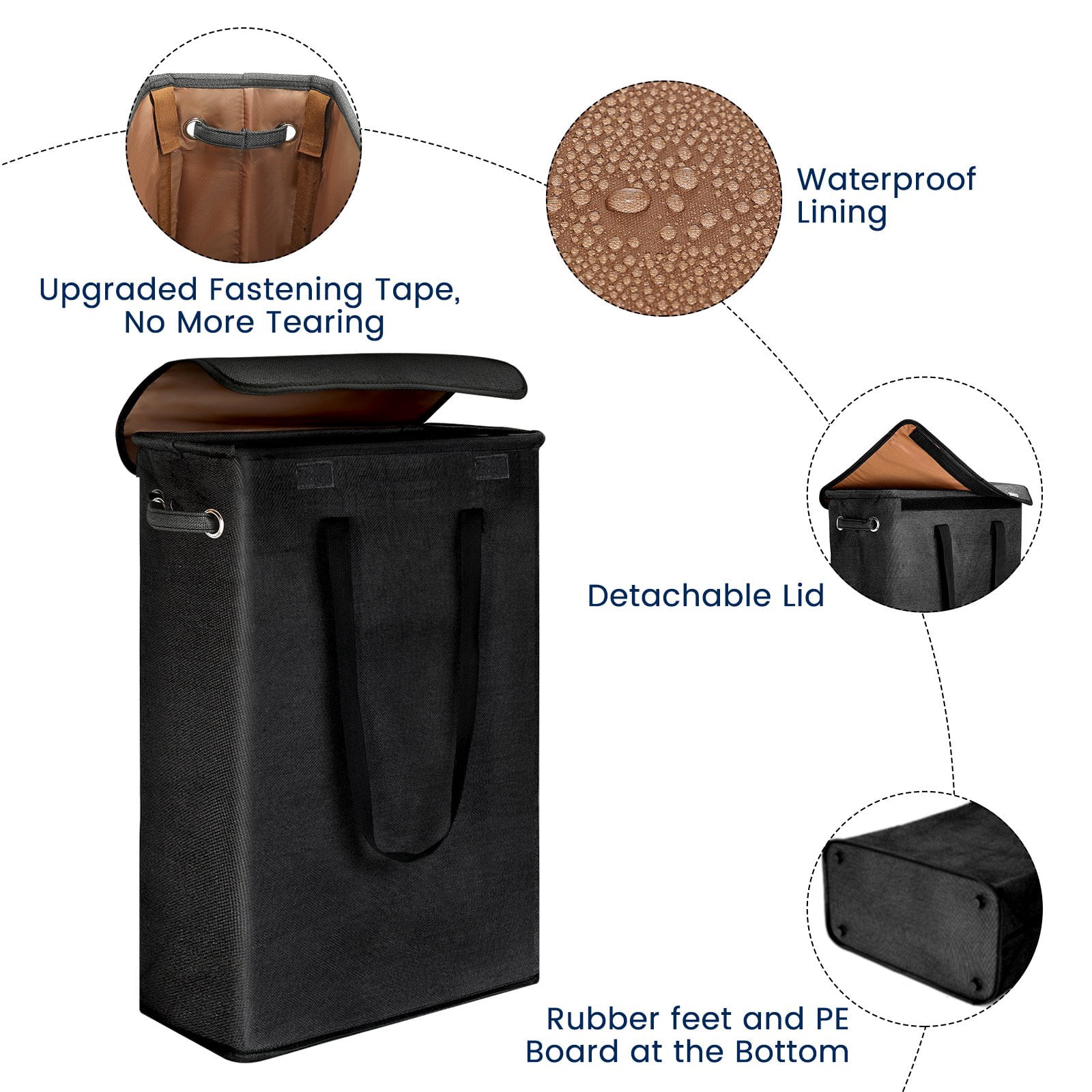 YQSDG Waterproof Lining Foldable Clothes Laundry Hamper, Black Cross