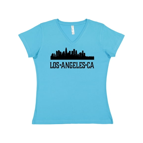 Inktastic Los Angeles California City Skyline Women's V-Neck T-Shirt