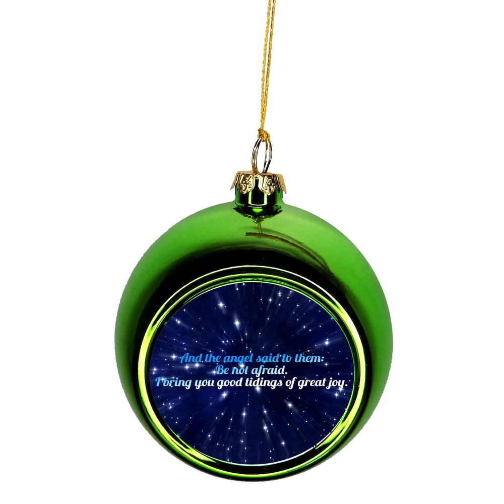 Ornament Angel Religious Quote Ornaments Green Bauble Christmas