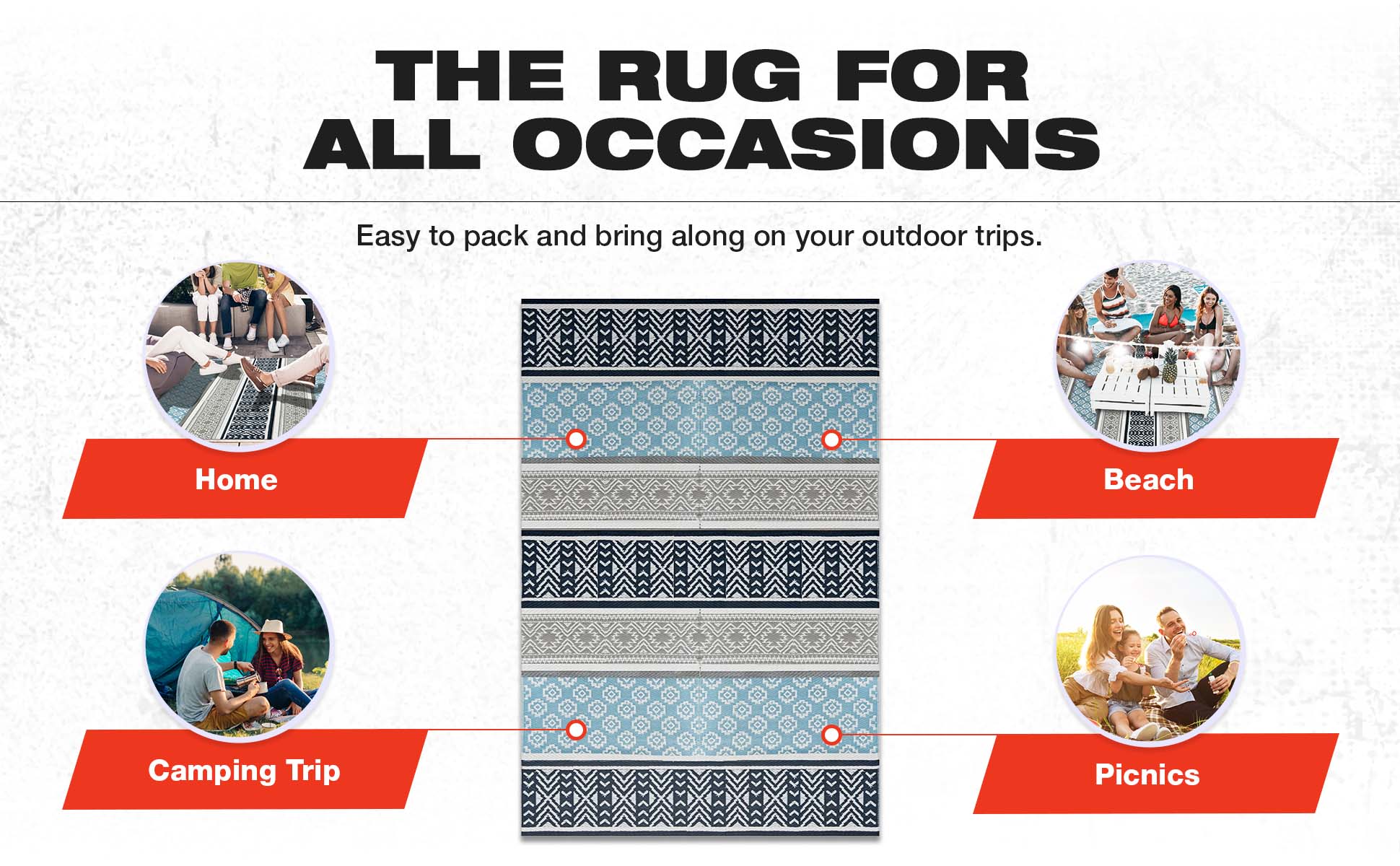 BalajeesUSA Outdoor rugs Plastic straw patio rugs-5 by 7 feet. Grey,Teal reversible mats waterproof rv camper mats patio rugs Clearance 7001 - image 3 of 9