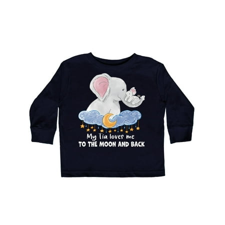 

Inktastic My Tia Loves me to the Moon and Back Elephant Family Gift Toddler Boy or Toddler Girl Long Sleeve T-Shirt