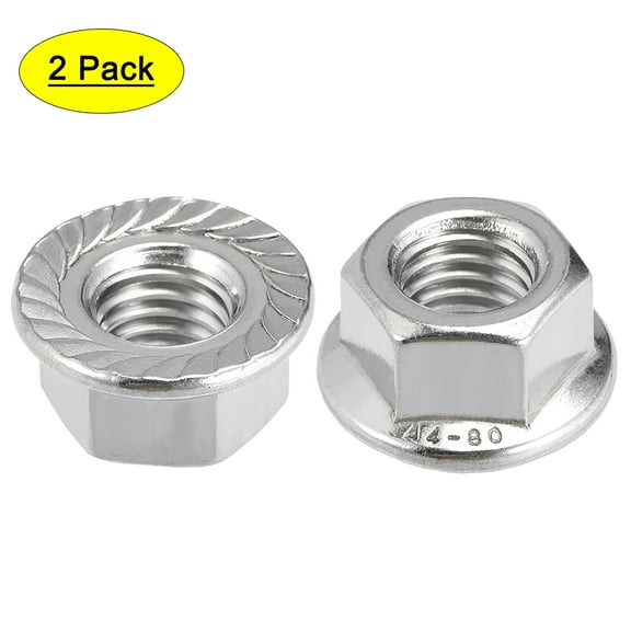 M12 Serrated Flange Hex Lock Nuts 316 Stainless Steel 2 Pcs