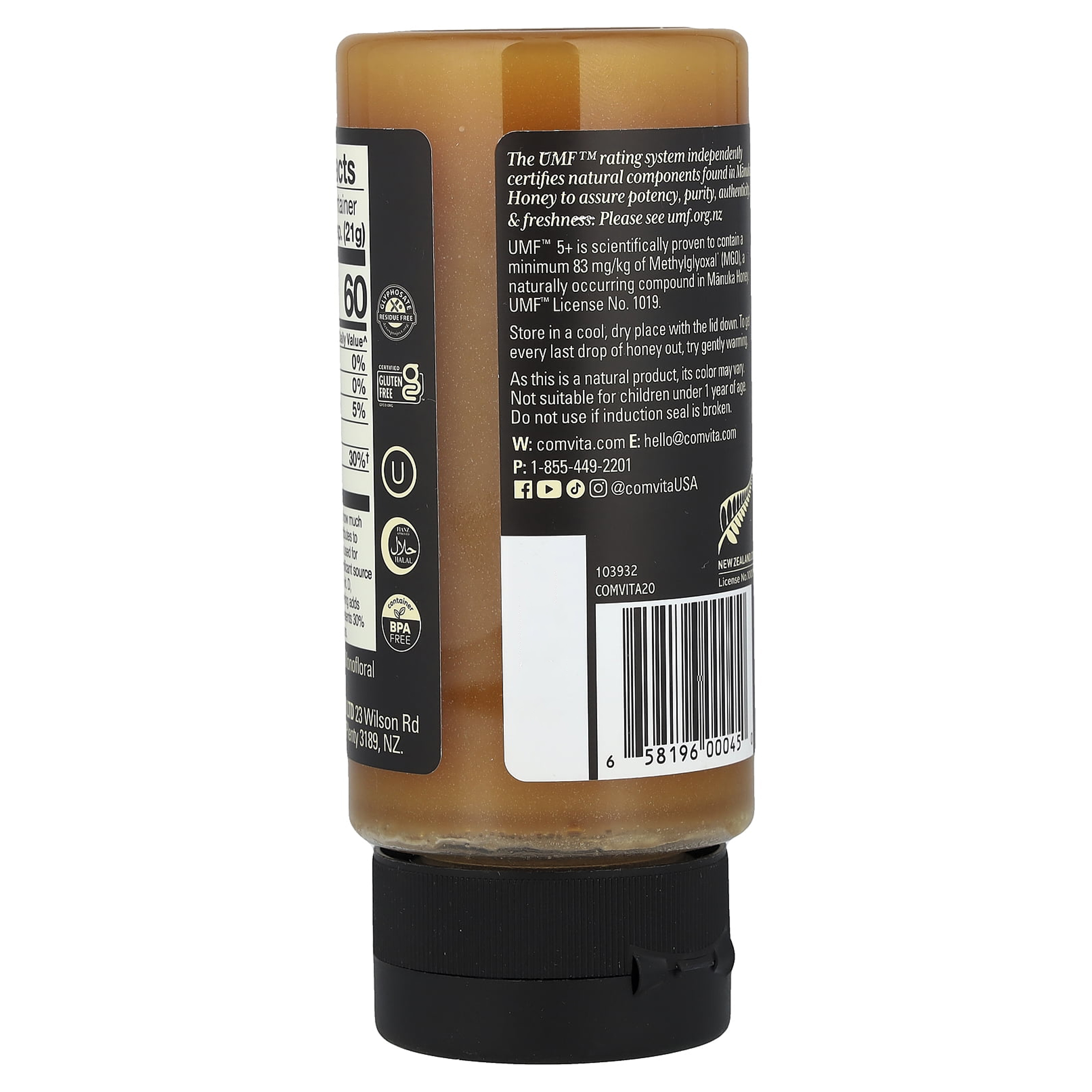 Comvita Manuka Honey UMF 5+, MGO 83+, Raw, Unpasteurized, Non-GMO, Gluten-Free, 11 oz (312 g)